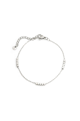 Silver Square Beaded Station Bracelet