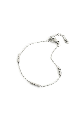 Silver Square Beaded Station Bracelet