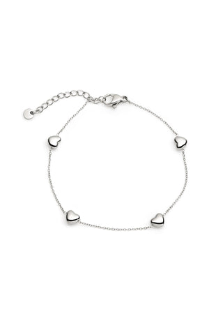 Silver Heart Station Bracelet