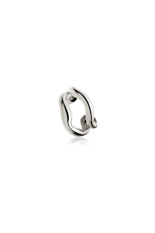 Silver Double Molten Wave Ear Cuff