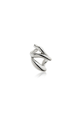 Silver Triple Molten Wave Ear Cuff