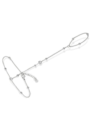 Silver Heart and Bead Hand Chain