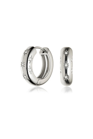 Silver Cosmic Chunky Hoop Earrings