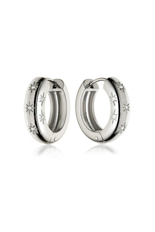 Silver Cosmic Chunky Hoop Earrings