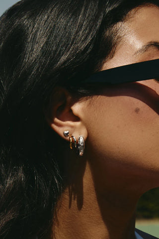 Silver Cosmic Chunky Hoop Earrings