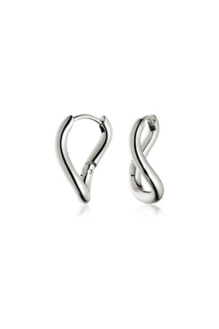 Silver Wavy Long Hoop Earrings
