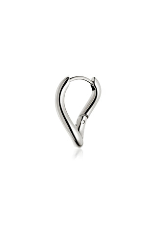 Silver Wavy Long Hoop Earrings
