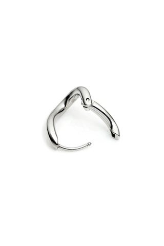 Silver Wavy Long Hoop Earrings