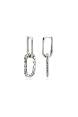 Silver Jewelled Link Hoop Earrings