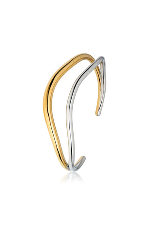 Gold & Silver Mixed Metal Double Wave Bangle