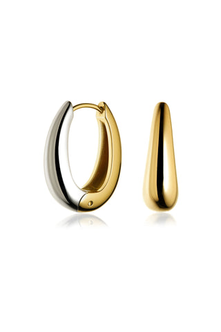 Gold & Titanium Mixed Metal Chunky Oval Hoop Earrings