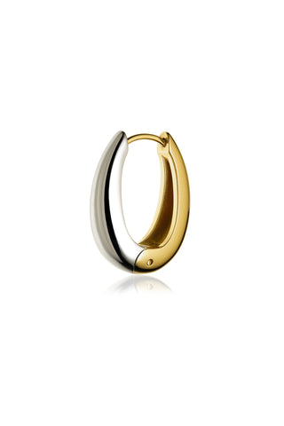 Gold & Titanium Mixed Metal Chunky Oval Hoop Earrings