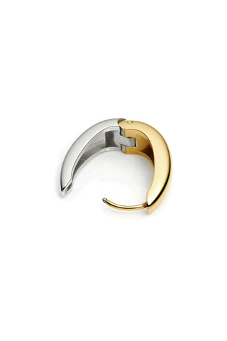 Gold & Titanium Mixed Metal Chunky Oval Hoop Earrings