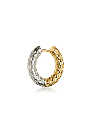 Gold & Titanium Mixed Metal Hammered Hoop Earrings