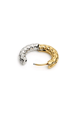 Gold & Titanium Mixed Metal Hammered Hoop Earrings