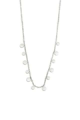 Silver Disc Charm Rolo Chain Necklace