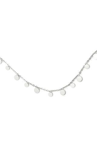 Silver Disc Charm Rolo Chain Necklace