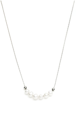 Waterproof Silver Chain Pearl Necklace