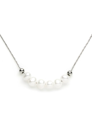 Waterproof Silver Chain Pearl Necklace
