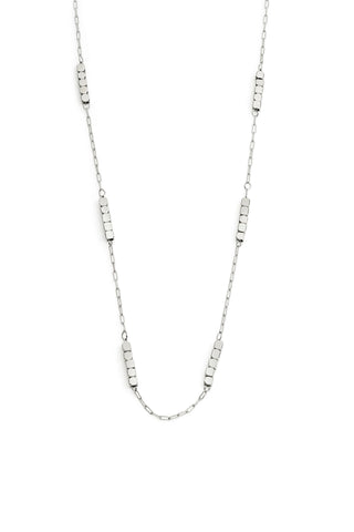 Silver Square Beaded Station Necklace
