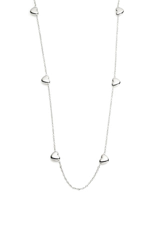 Silver Heart Station Necklace