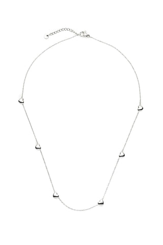 Silver Heart Station Necklace