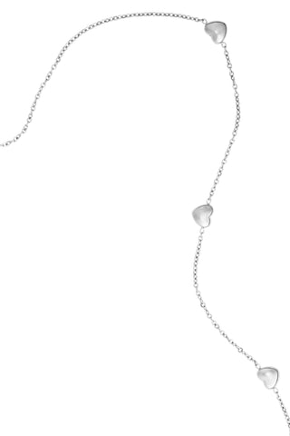 Waterproof Silver Heart Station Necklace