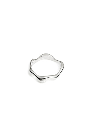 Silver Wavy Molten Ring