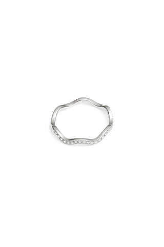 Silver Pavé Wavy Ring