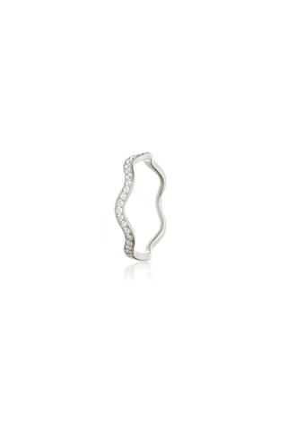 Silver Pavé Wavy Ring