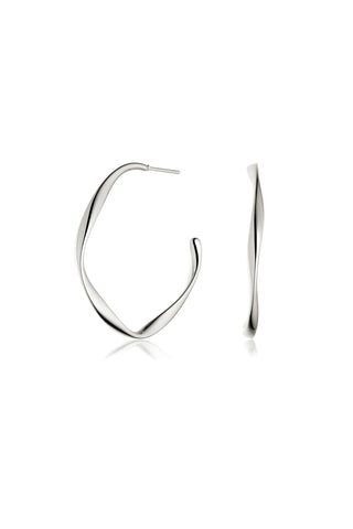 Silver Twisted Hoop Stud Earrings