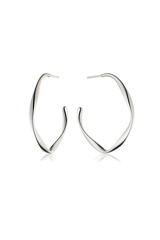 Silver Twisted Hoop Stud Earrings