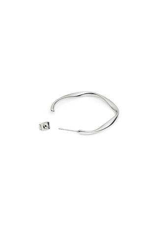 Silver Twisted Hoop Stud Earrings