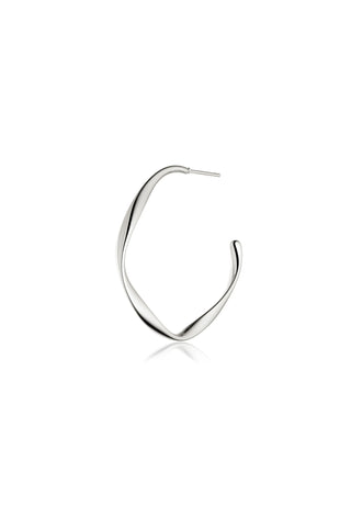 Silver Twisted Hoop Stud Earrings