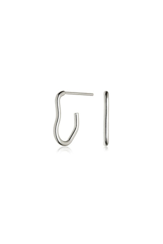 Silver Wavy Hoop Stud Earrings