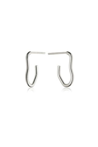 Silver Wavy Hoop Stud Earrings