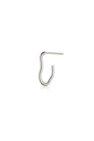 Silver Wavy Hoop Stud Earrings