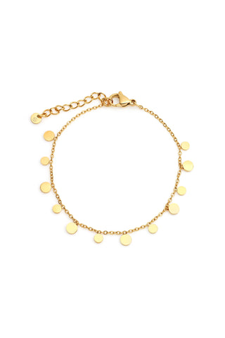 Gold Disc Charm Rolo Chain Bracelet