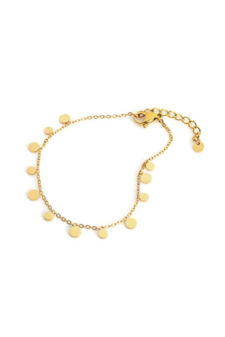 Gold Disc Charm Rolo Chain Bracelet