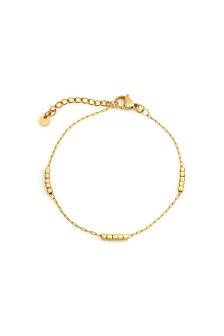 Gold Square Beaded Station Bracelet