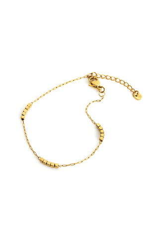 Gold Square Beaded Station Bracelet