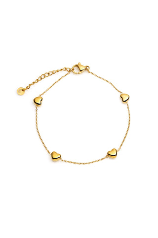 Gold Heart Station Bracelet