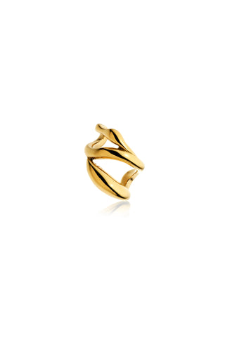 Gold Triple Molten Wave Ear Cuff