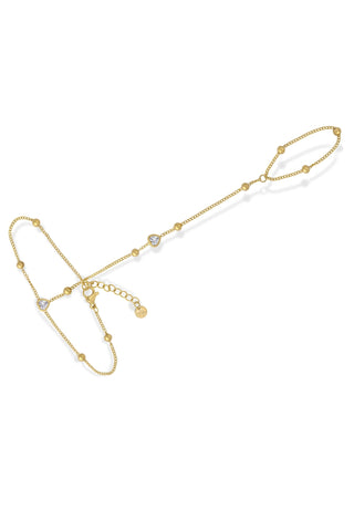 Gold Heart and Bead Hand Chain