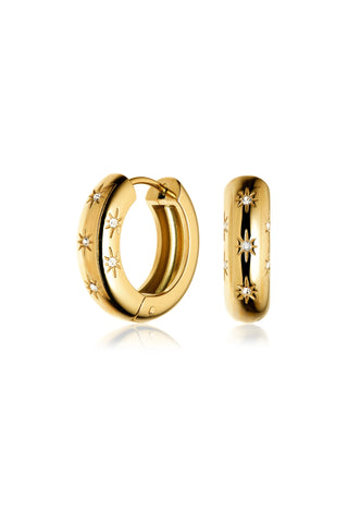 Gold Cosmic Chunky Hoop Earrings