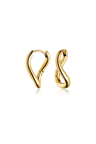 Gold Wavy Long Hoop Earrings