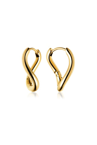 Gold Wavy Long Hoop Earrings
