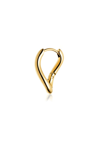 Gold Wavy Long Hoop Earrings
