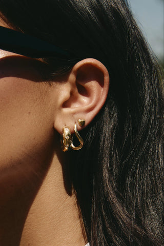 Gold Wavy Long Hoop Earrings