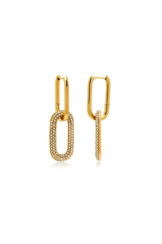Gold Jewelled Link Hoop Earrings